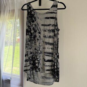 Cynthia Rowley Tank Top Black America Flag Size 1X